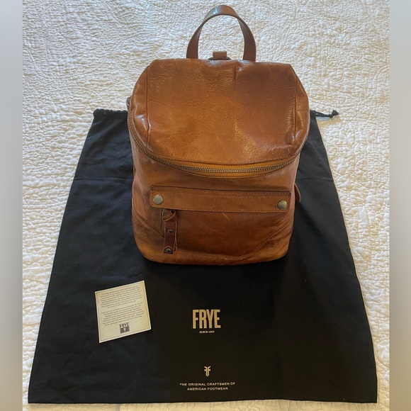 Frye Melissa Leather Backpack in Cognac in EUC - Picture 1 of 13